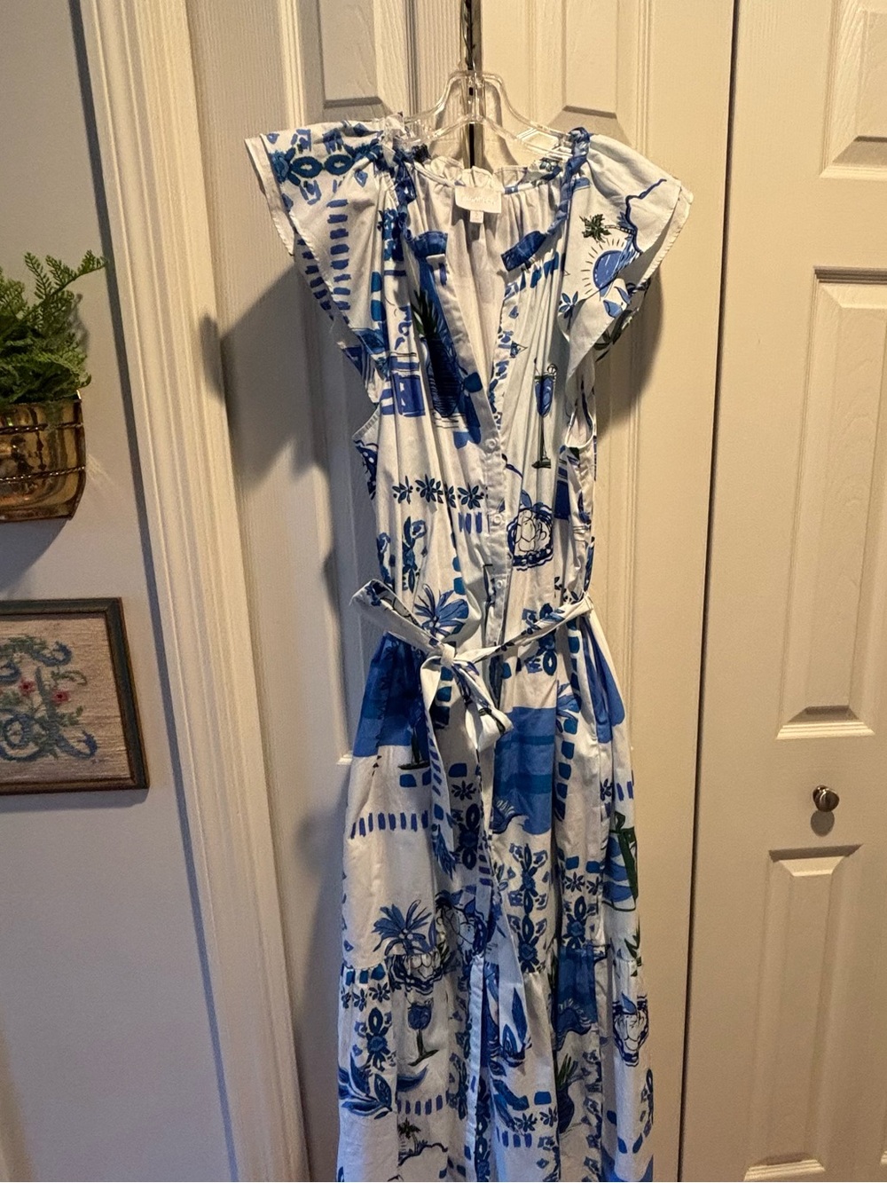 Sugarlips White Maxi Dress with Blue Floral Print